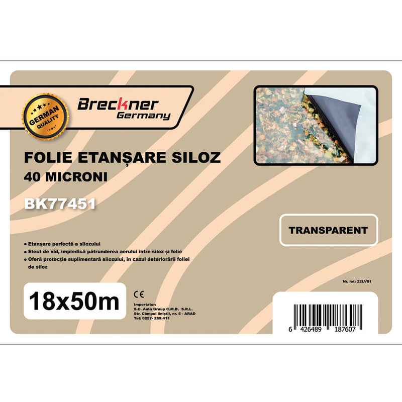 Film trasparente per la sigillatura di silos, 18x50 m, 40 micron Breckner Germany