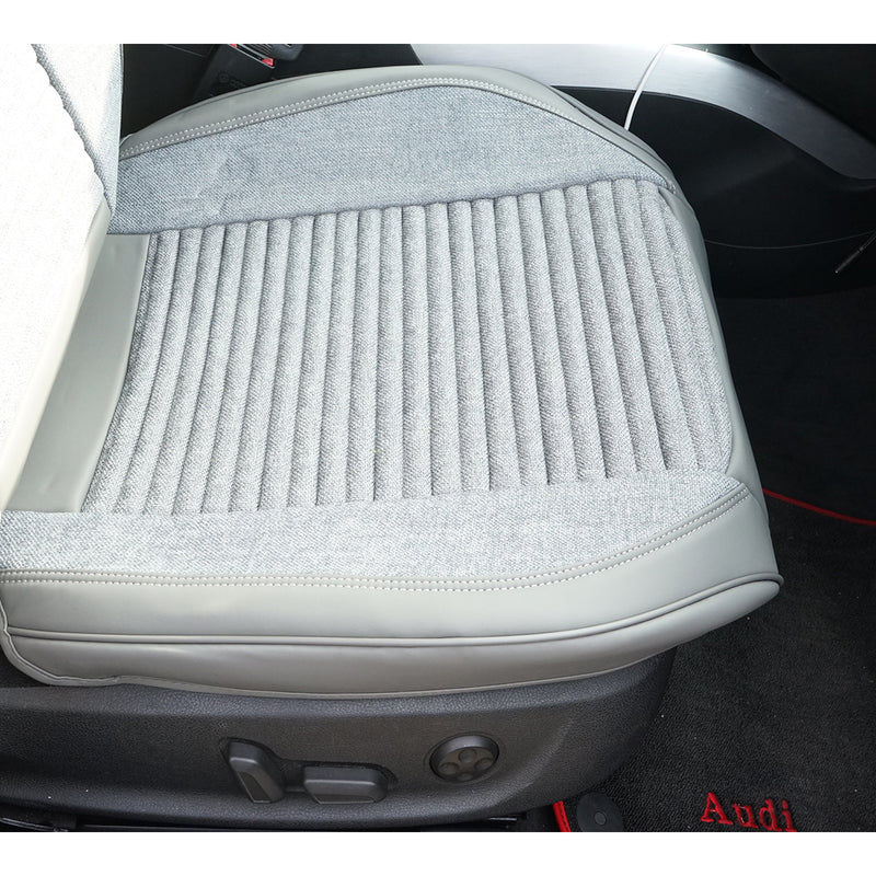 Set coprisedili auto universali premium grigio crema, design ergonomico sportivo, pelle ecologica con inserti tessili, 11 pezzi