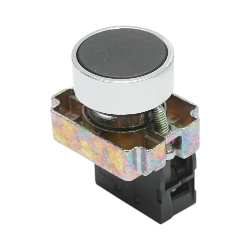 Pulsante in metallo nero con ritorno 1NO, 400V/10A, LAY5 Breckner Germany