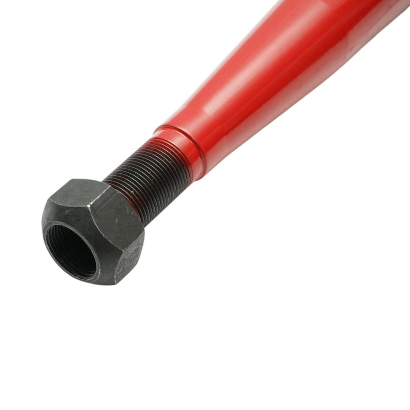 Puntale curvato con profilo a doppio T, lunghezza 680 mm, per forca caricatrice di balle, filettatura M22 × 1,5 mm.