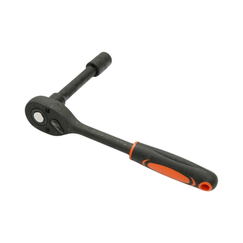 Set di 12 bussole con attacco da 1/2" (10–24 mm), completo di prolunga da 125 mm e chiave a cricchetto; in acciaio al cromo-vanadio (Cr-V). Breckner Germany