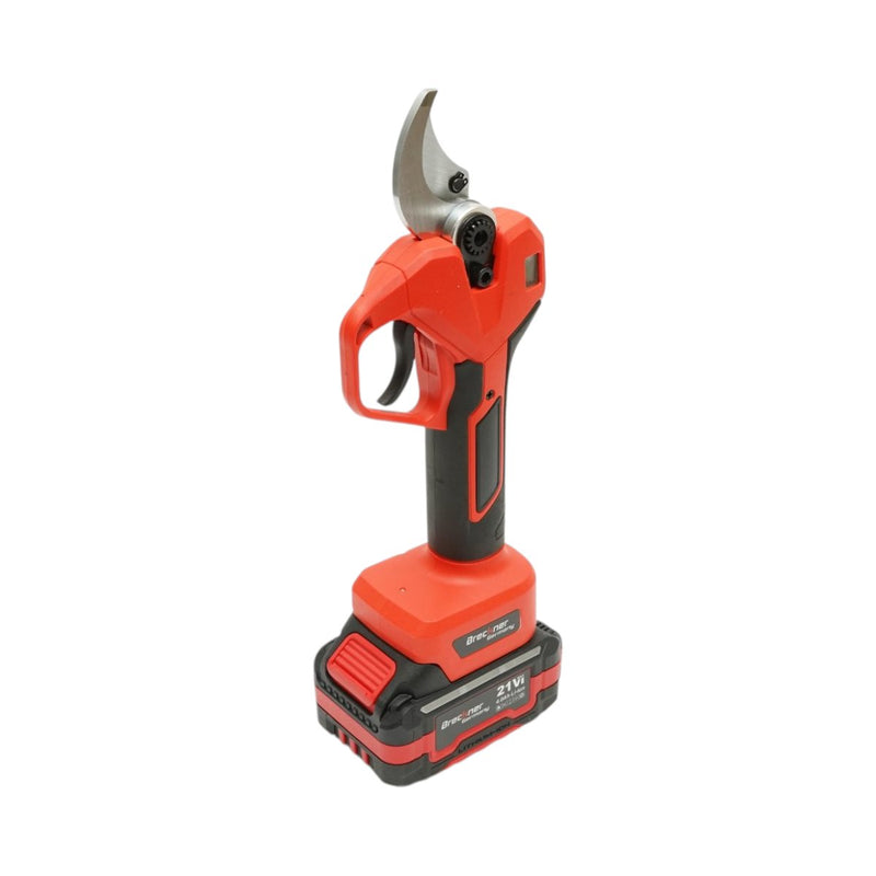 Forbici da potatura elettriche da 500 W con due batterie agli ioni di litio da 21 V e 4 Ah, motore brushless, display digitale e diametro di taglio massimo di 40 mm. Breckner Germany