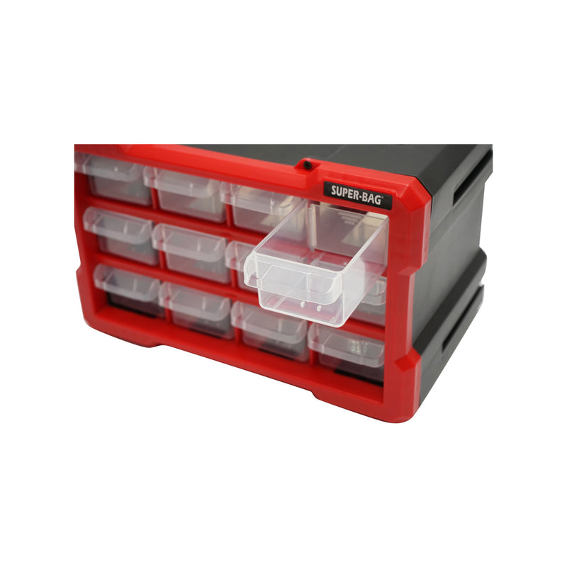 Cassettiera modulare in plastica arancione, 12 cassetti, 158x266x170 mm Breckner Germany