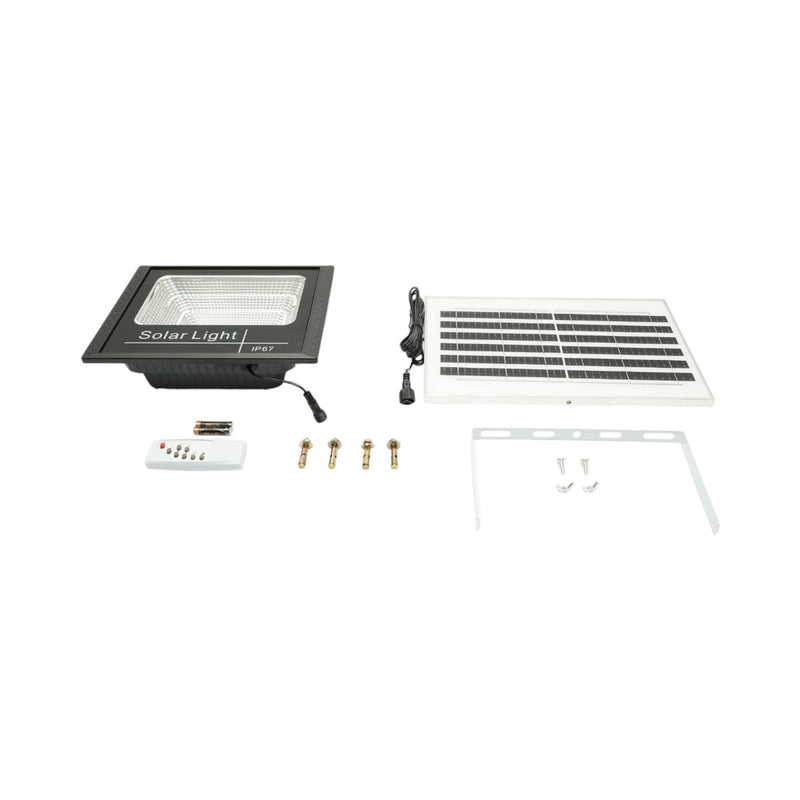 Faretto LED da 100 W, 6500 K, con pannello solare da 8 W, batteria LiFePO4 da 6000 mAh e telecomando (IP67) Breckner Germany