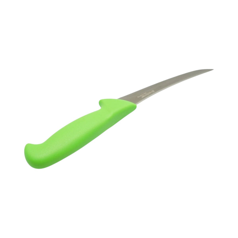 Coltello professionale curvo per disosso da 15 cm, lama in acciaio 5Cr15MoV, manico in nylon verde. Breckner Germany