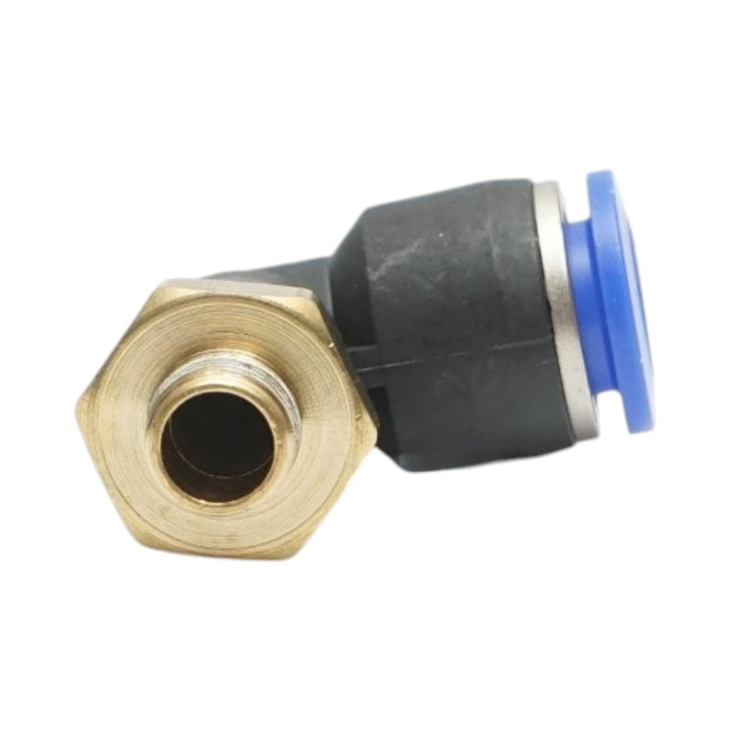 Raccordo a gomito a innesto rapido in plastica da 10 mm con filetto maschio in ottone da 1/8"