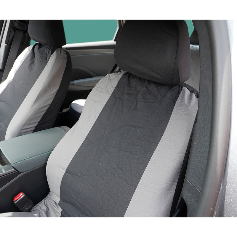 Set coprisedili universali per auto grigio-nero, materiale tessile 8 pezzi