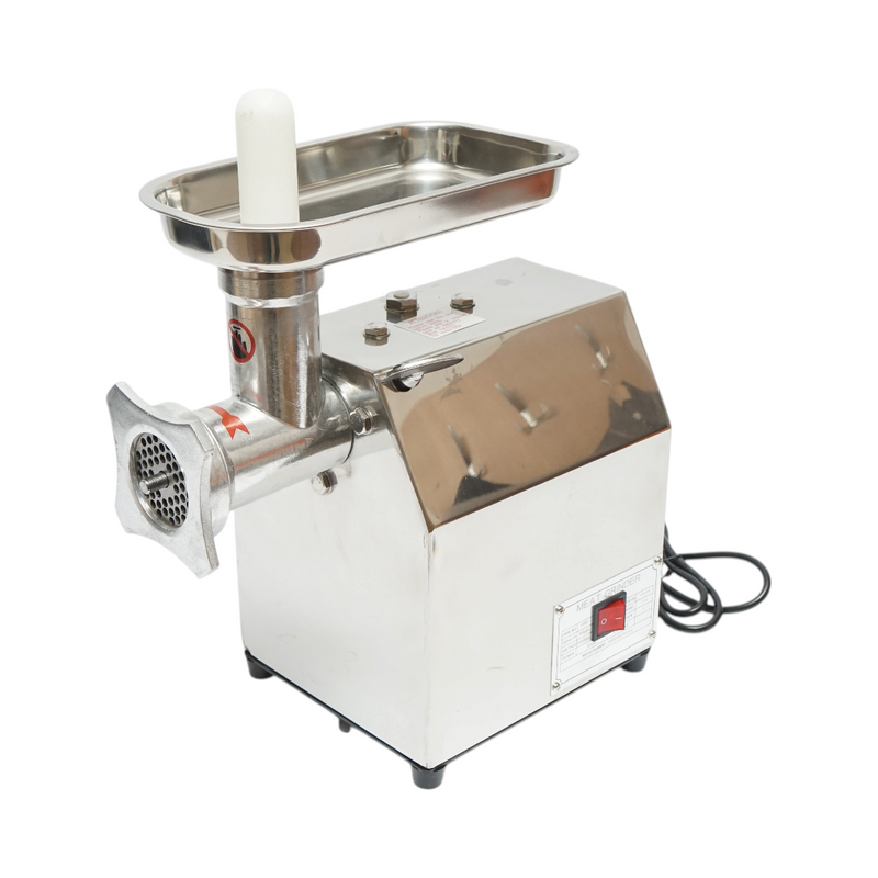 Tritacarne elettrico inox + alluminio 1200W, 220V, capacità 100 kg/h, adattatore per salsicce, 1 setaccio e 1 coltello inclusi 340x185x365mm