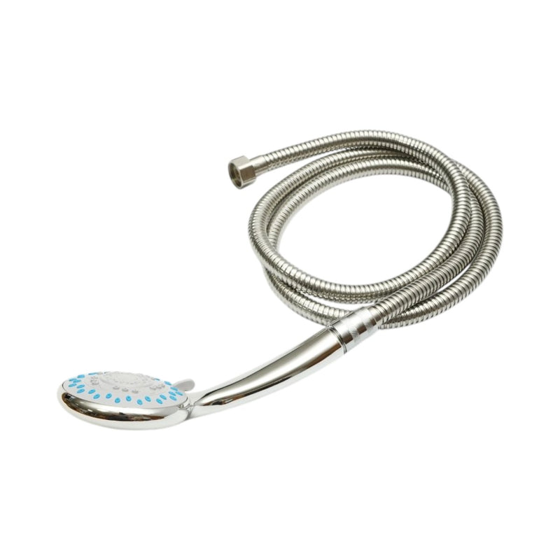 Set doccetta con flessibile zincato da 1,5 m, 5 funzioni, finitura cromo lucido, in plastica (80x190 mm)
