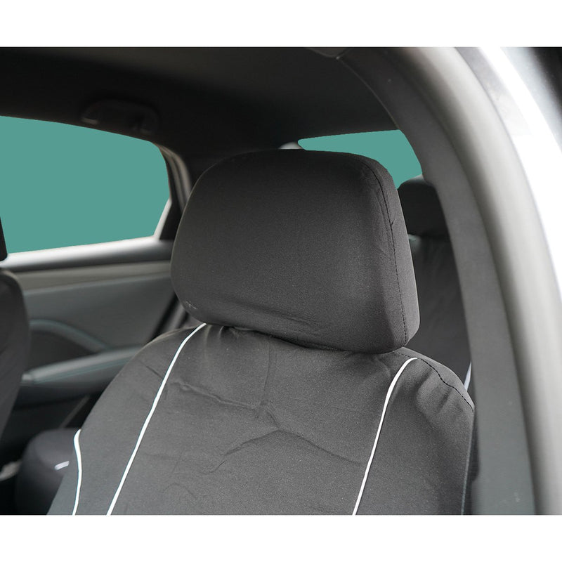 Set coprisedili universali per auto bianco-nero, materiale tessile 8 pezzi