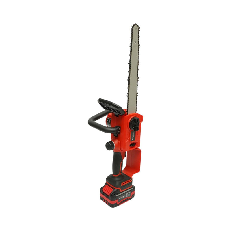 Mini motosega elettrica da 800 W con due batterie agli ioni di litio da 21 V e 4 Ah, motore brushless, barra da 12 pollici (300 mm), capacità di taglio di 260 mm e display digitale a LED. Breckner Germany