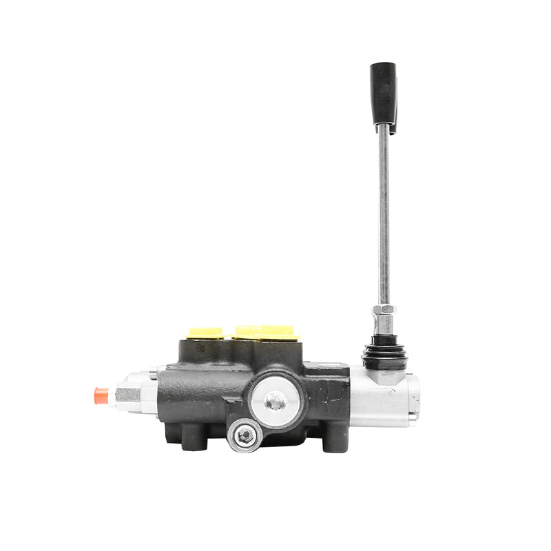 Distributore idraulico a 2 leve, portata 80 L/min, con leve e riduttori inclusi, -15 / +80. Breckner Germany
