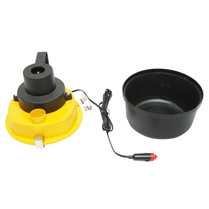 Aspirapolvere per solidi e liquidi, alimentazione tramite presa auto a 12 V, potenza 60 W.