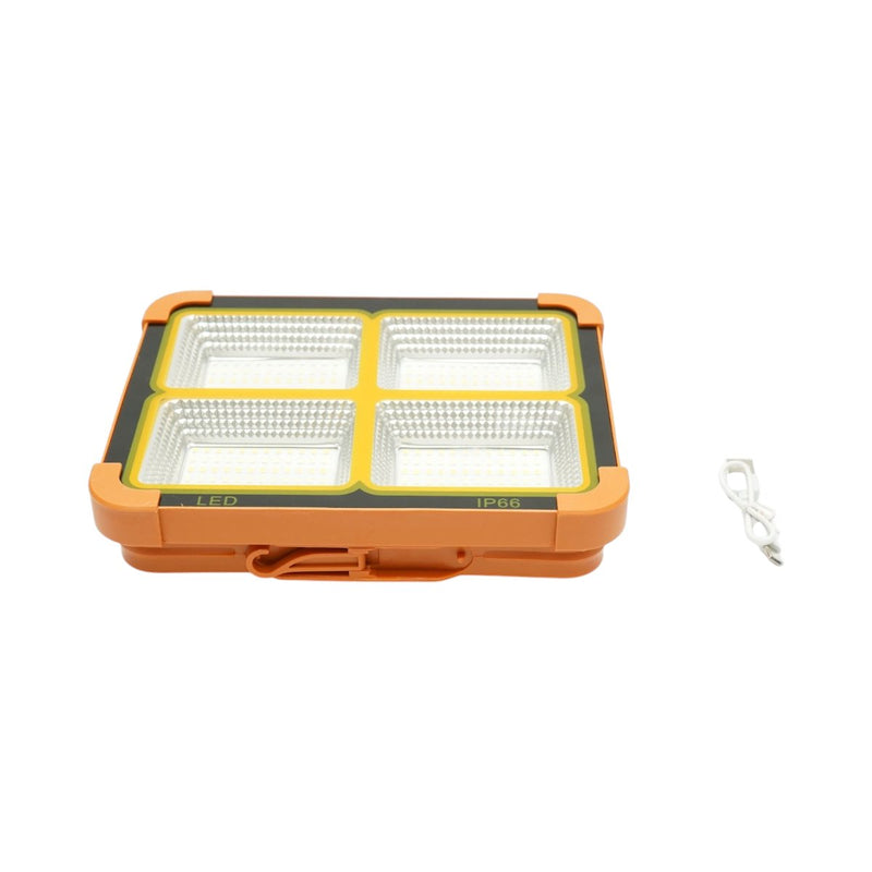Faretto LED portatile da 200 W con pannello solare da 3 W, batteria da 12.000 mAh, 6 modalità di illuminazione, magnete, gancio e funzione power bank USB. Breckner Germany