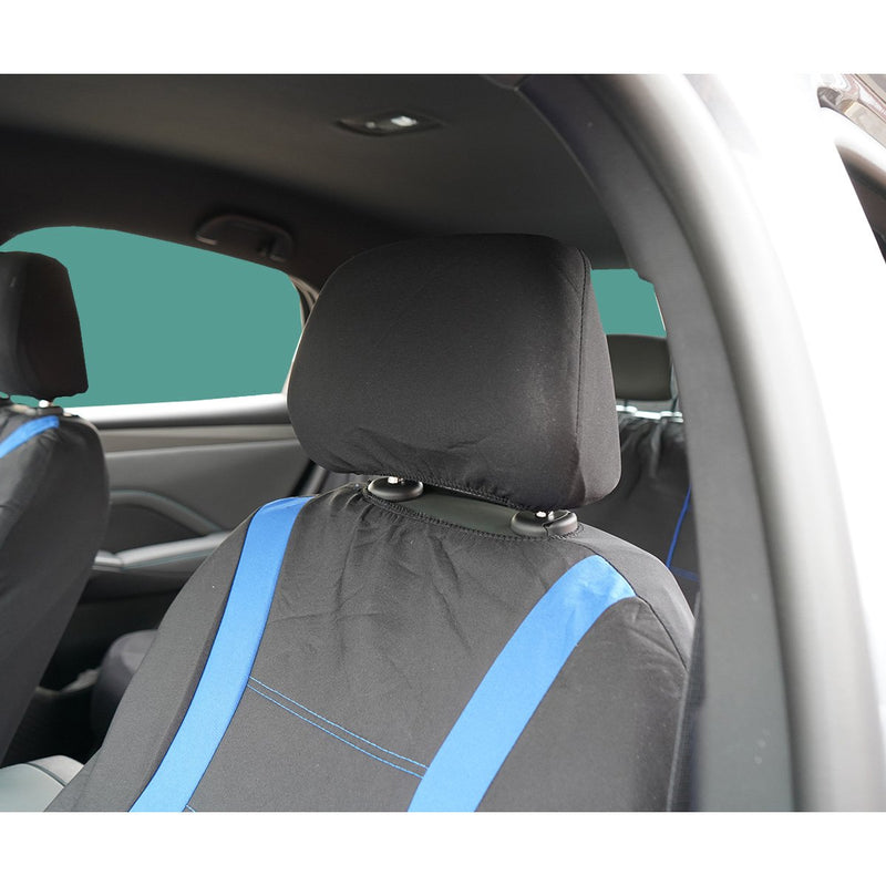 Set coprisedili universali per auto nero-blu, materiale tessile 8 pezzi