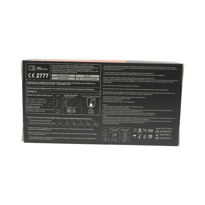 Guanti in nitrile sintetico nero, senza polvere, taglia L, 100 pezzi/scatola