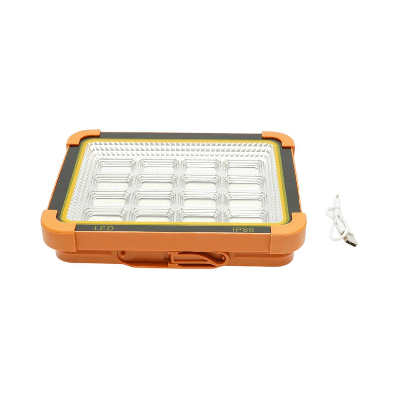 Faretto LED portatile da 500 W con pannello solare da 3 W, batteria da 12.000 mAh, 6 modalità di illuminazione, magnete, gancio e funzione power bank USB. Breckner Germany