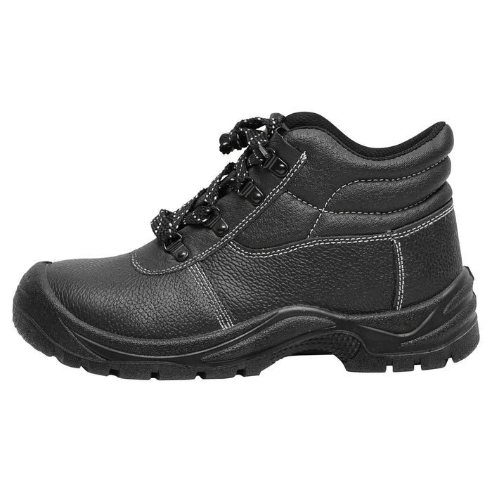 Scarpe di protezione taglia 46 con suola in acciaio e inserto in talpa di metallo.