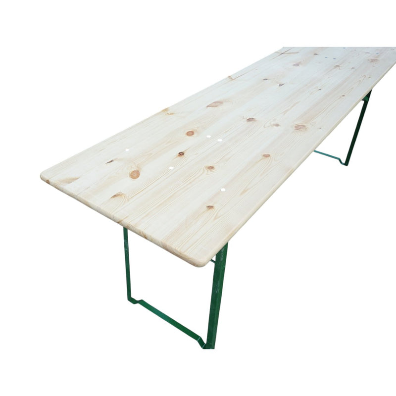 Set birreria con tavolo e 2 panche pieghevoli in legno massello per giardino, terrazza, eventi 2200x800x770mm