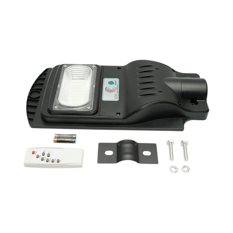 Lampione stradale solare a LED da 50 W con pannello solare da 8 W, batteria LiFePO4 da 4000 mAh, sensore di movimento, telecomando e attacco per palo (IP65) Breckner Germany