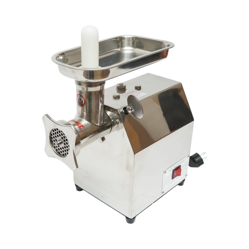 Tritacarne elettrico in acciaio inox + acciaio 1200W, 220V, capacità 100 kg/h, adattatore per salsicce, 1 piastra e 1 coltello inclusi – 340 × 185 × 365 mm