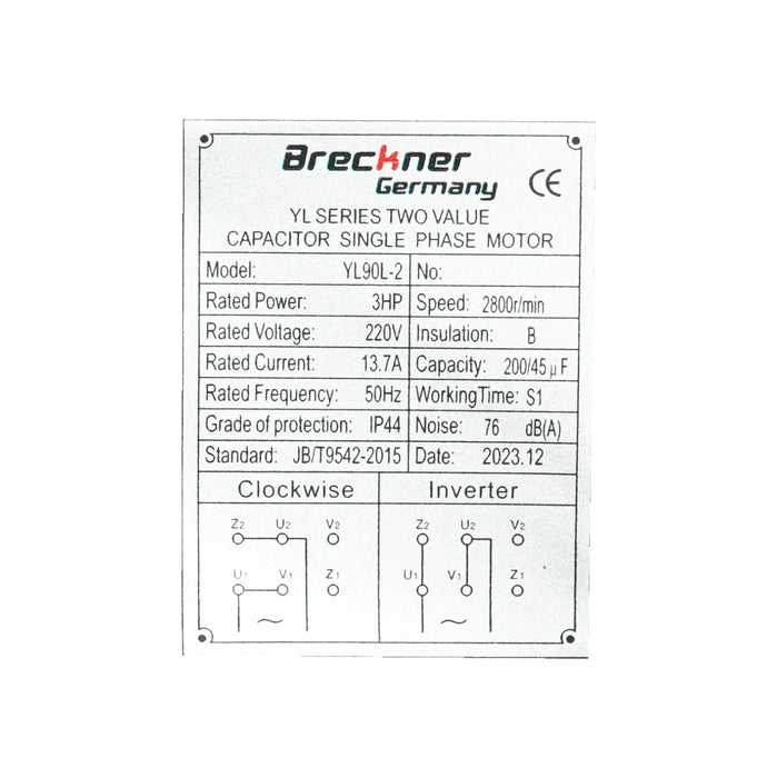 Motore elettrico monofase 2,2 KW, 220V, IP44