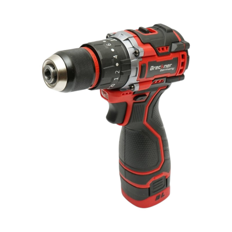 Trapano avvitatore a percussione a batteria da 320 W, due batterie agli ioni di litio da 16,8 V e 1,5 Ah, LED, motore brushless, 50 Nm, mandrino da 10 mm, 0-500/1500 giri/min Breckner Germany