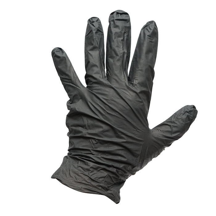 Guanti in nitrile neri senza polvere con texture antiscivolo sulle dita, taglia XL 100 pezzi/scatola