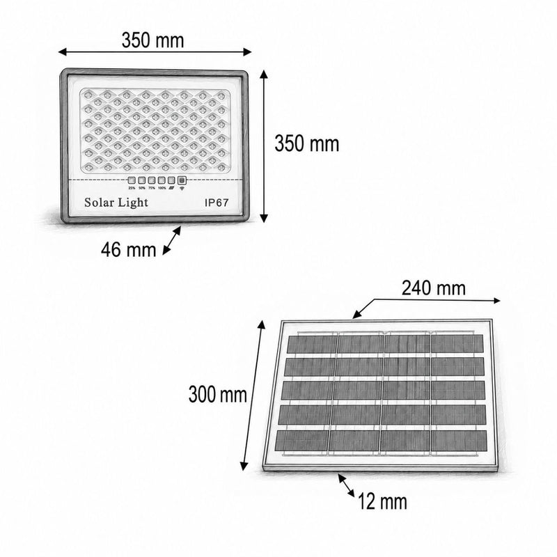Faro LED da 200 W, 6500 K, con pannello solare da 15 W, batteria LiFePO4 da 10.000 mAh e telecomando (IP67) Breckner Germany