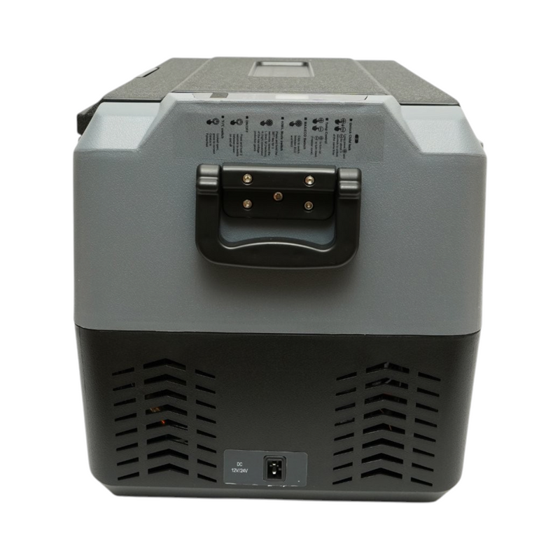 Frigorifero per auto 35L con compressore 12V-24V-220V, 60W, display LCD, doppia zona di raffreddamento, USB 630x390x390mm