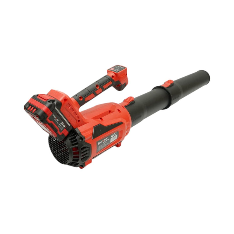 Soffiatore da giardino a batteria con due batterie agli ioni di litio da 21 V e 4 Ah, motore brushless, portata d'aria di 4,5 m³/min, 5 livelli di velocità (0–23.000 giri/min) e modalità Turbo. Breckner Germany