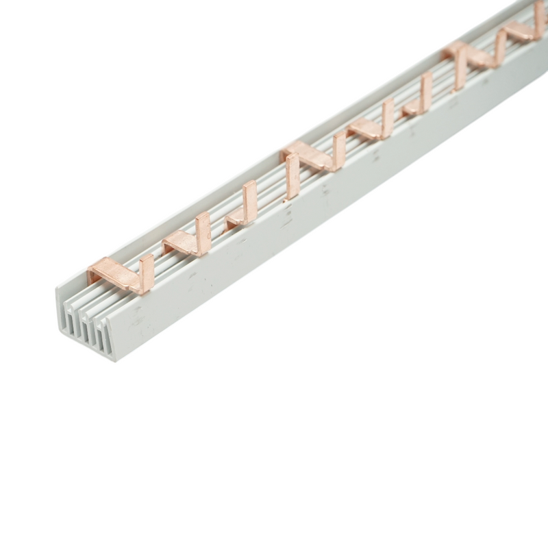 Barra di distribuzione trifase Longroad (tipo a pettine), 1 m, 4P, 63 A, 1,4x7 mm, per alimentazione interruttori.