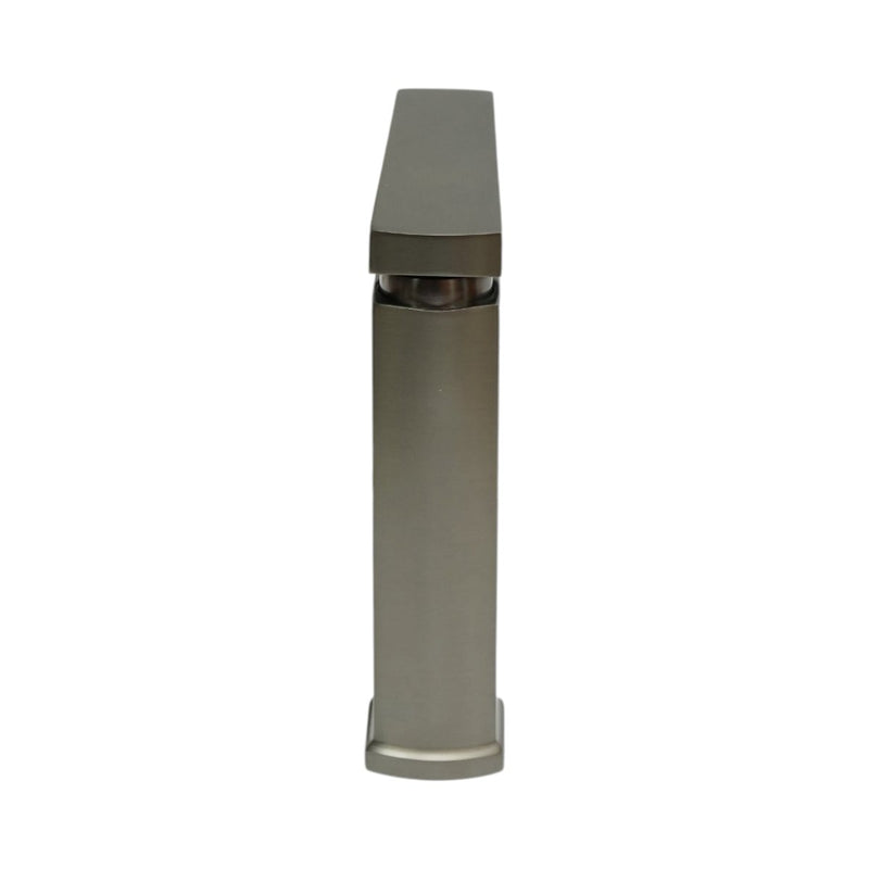 Miscelatore alto a sezione quadrata per lavabo, monocomando, finitura grigio grafite satinato, acciaio inox, flessibili inclusi