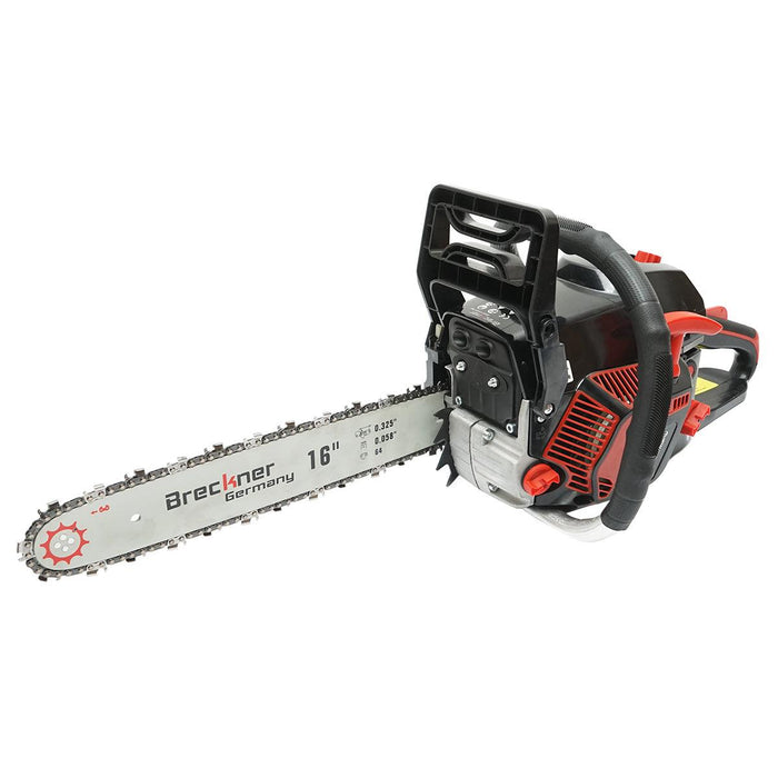 Motosega a benzina con motore a 2 tempi 2.2Kw, 8500rpm. 52cc. con lama 16/18", Motosega a sccoppio Breckner Germany