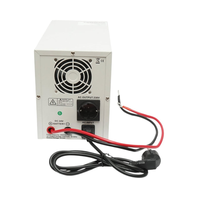 UPS/Inverter da 1500W/2000VA per impianti di riscaldamento, onda sinusoidale pura (24V/230V), 1 presa Schuko, display LCD, AVR Breckner Germany