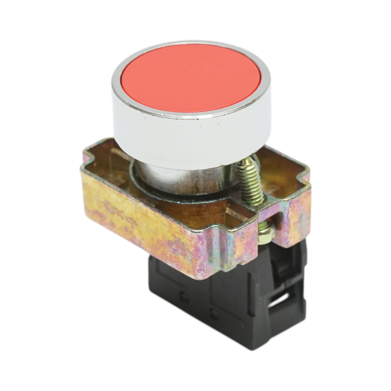 Pulsante in metallo rosso con ritorno 1NC, 400V/10A, LAY5 Breckner Germany