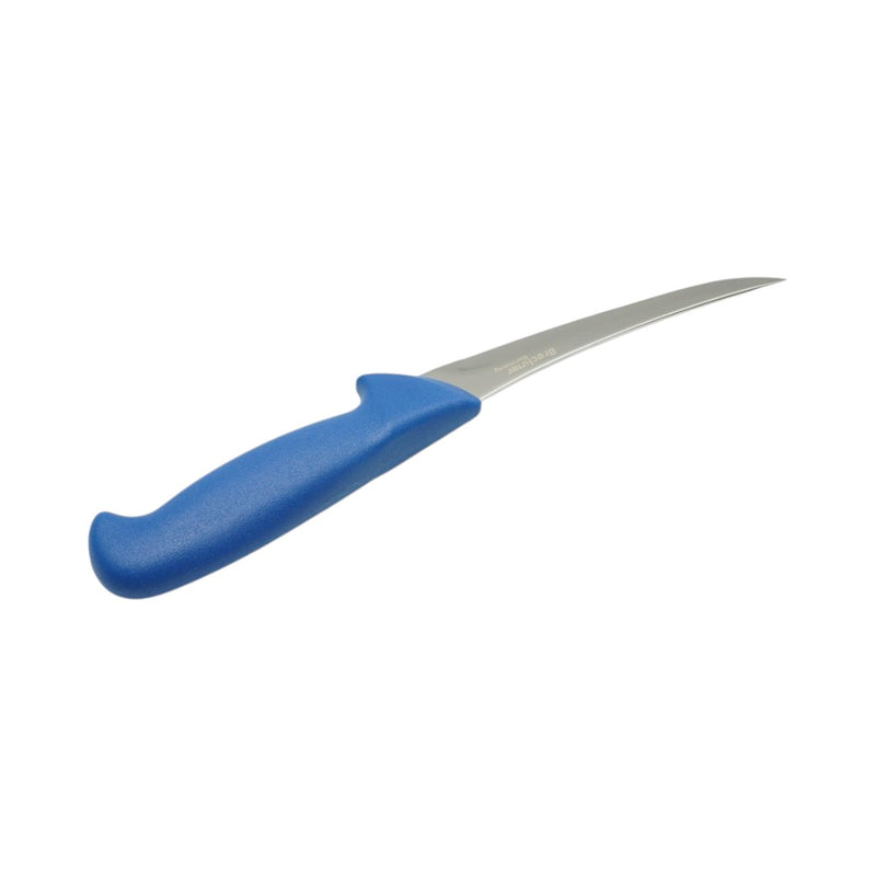 Coltello professionale curvo per disosso da 15 cm, lama in acciaio 5Cr15MoV, manico in nylon blu Breckner Germany