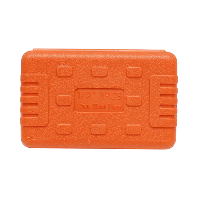Set di 3 bussole a impatto lunghe (17 mm, 19 mm, 21 mm), attacco da 1/2", Cr-Mo Breckner Germany