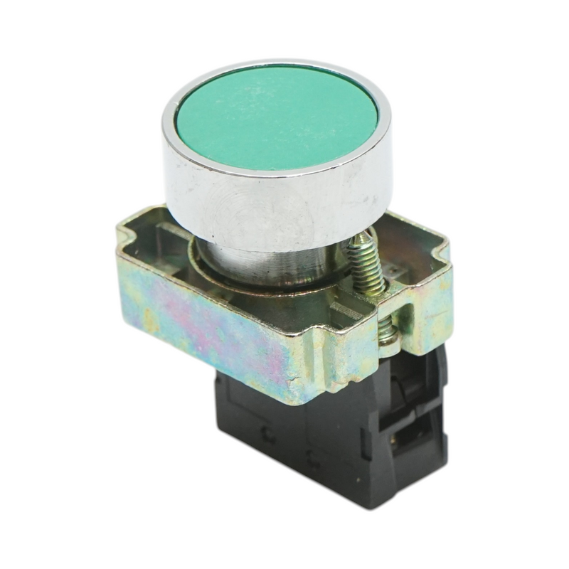 Pulsante in metallo verde con ritorno 1NO, 400V/10A, LAY5 Breckner Germany