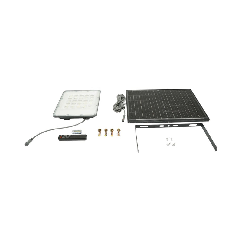 Faro LED da 400 W, 6500 K, con pannello solare bifacciale da 40 W, batteria LiFePO4 da 20.000 mAh e telecomando (IP66) Breckner Germany