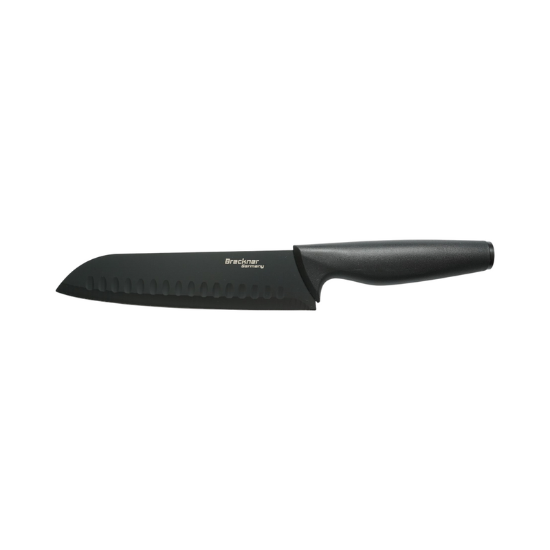 Set di coltelli da cucina da 15 pezzi con ceppo, tagliere e forbici; lame in acciaio 3Cr13, manici in PP nero. Breckner Germany