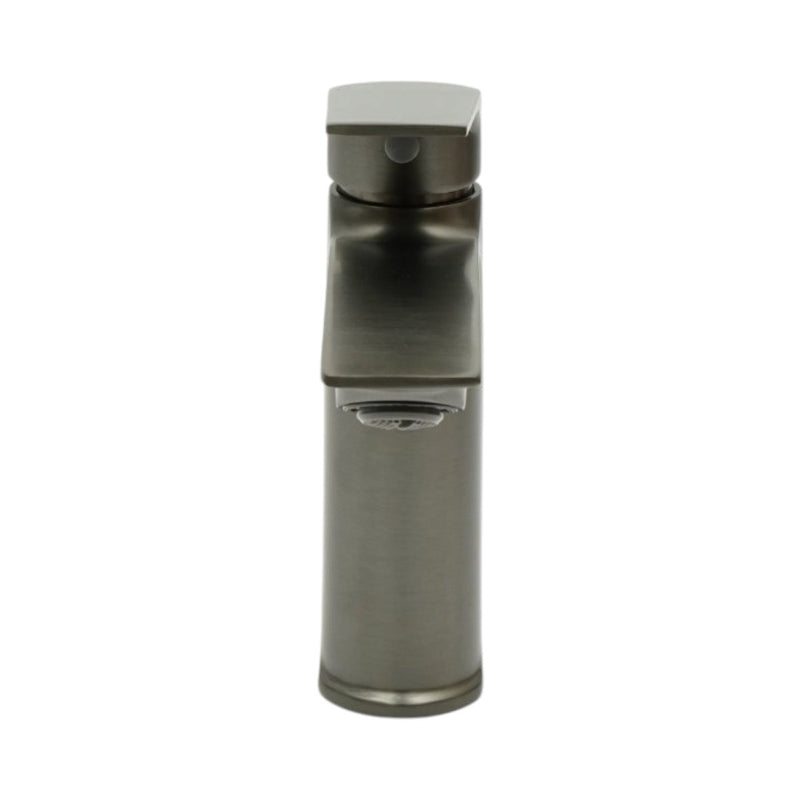 Miscelatore alto per lavabo da bagno, monocomando, finitura grigio grafite satinato, acciaio inox, flessibili inclusi