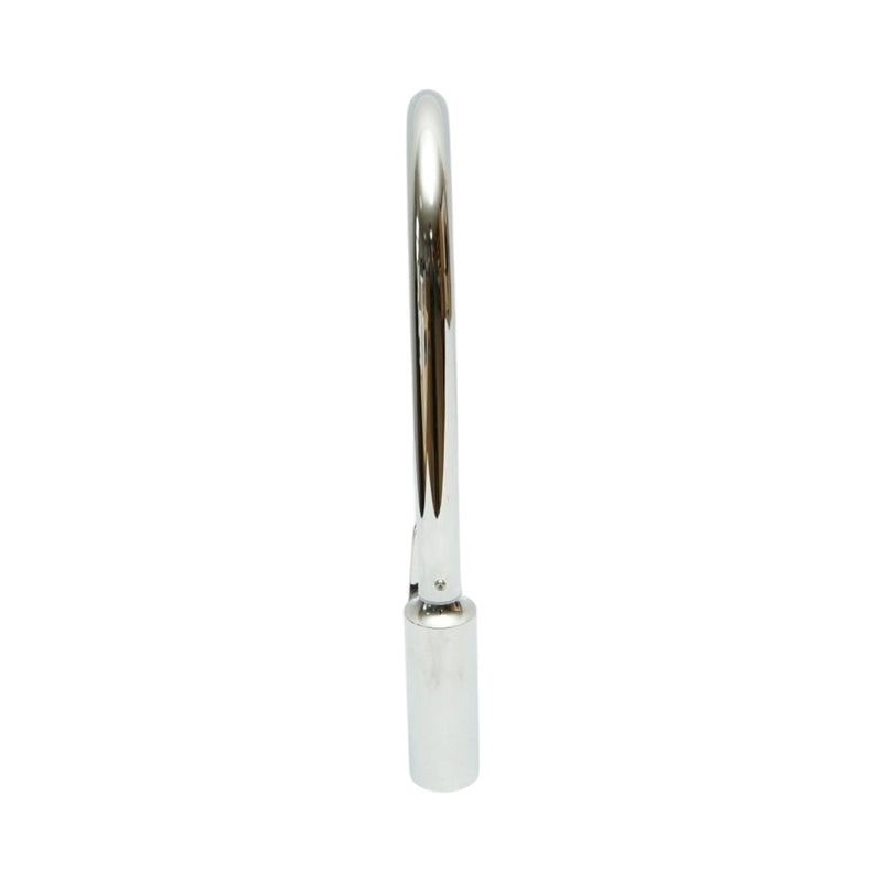 Miscelatore monocomando per lavello cucina con bocca alta girevole a forma di U, finitura cromata lucida, acciaio inox, flessibili inclusi.