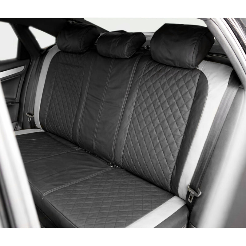 Set coprisedili auto universali Diamond nero-grigio, pelle ecologica trapuntata 9 pezzi