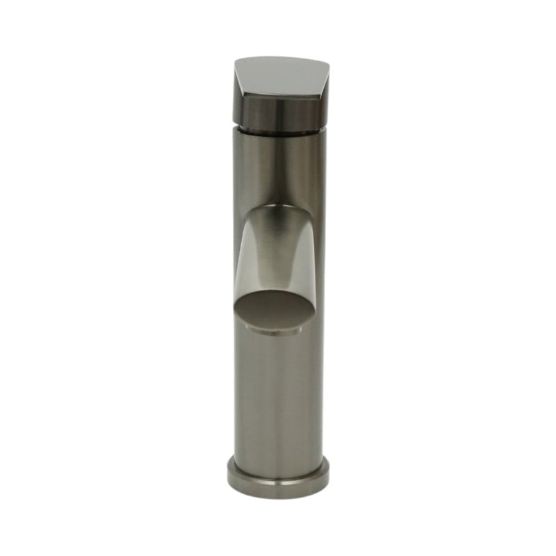 Miscelatore alto per lavabo da bagno, monocomando, finitura grigio grafite satinato, acciaio inox, flessibili inclusi