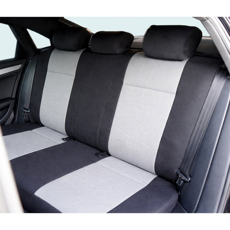Set coprisedili auto universali nero-grigio, materiale tessile 9 pezzi
