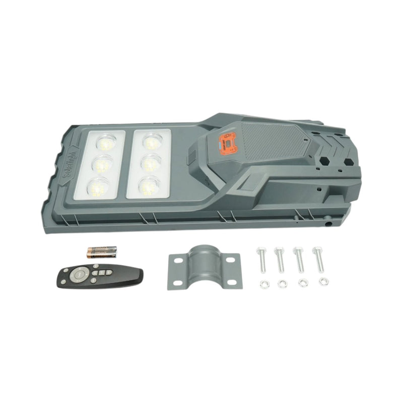 Lampione stradale solare a LED da 200 W con pannello solare da 17 W, batteria LiFePO4 da 10.000 mAh, sensore di movimento, telecomando e supporto per palo (IP65) Breckner Germany