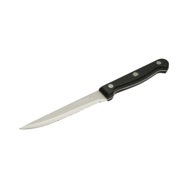 Set di 4 coltelli da bistecca (11 cm), lama seghettata in acciaio 3Cr13, manico in bachelite nera Breckner Germany