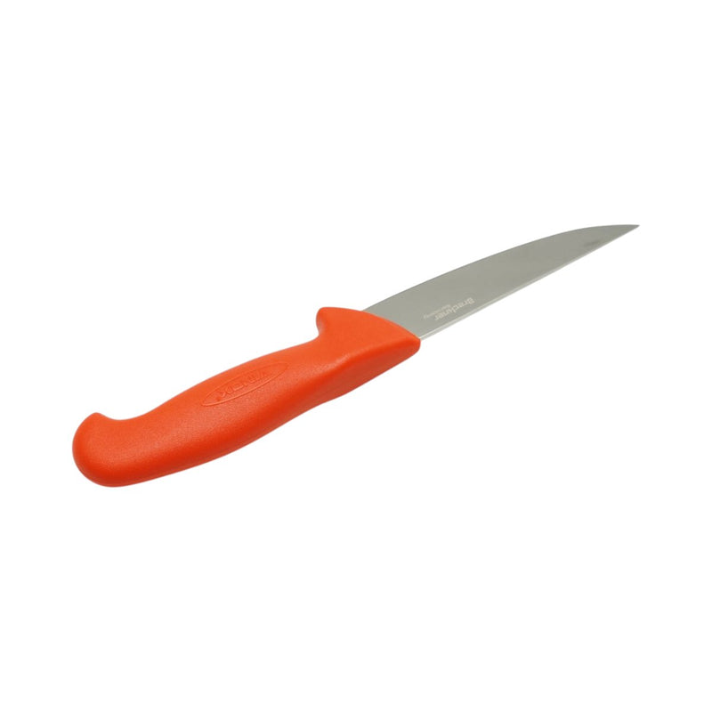 Coltello professionale da macelleria e macellazione da 15 cm, lama in acciaio 5Cr15MoV, manico in nylon rosso-arancio. Breckner Germany