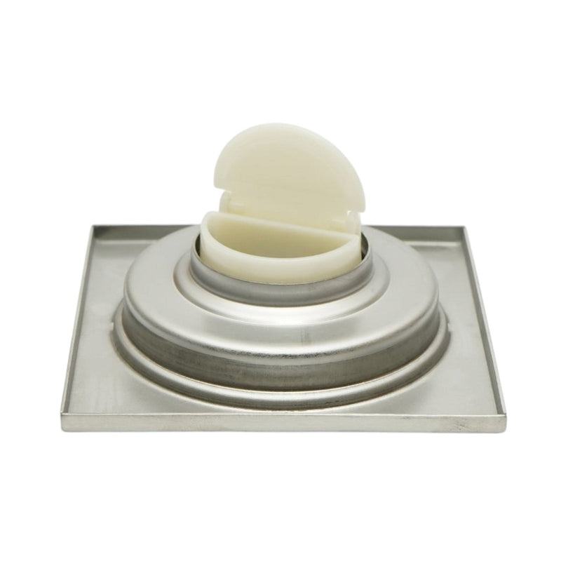 Scarico a pavimento quadrato con griglia, argento satinato, acciaio inox, 100x100 mm